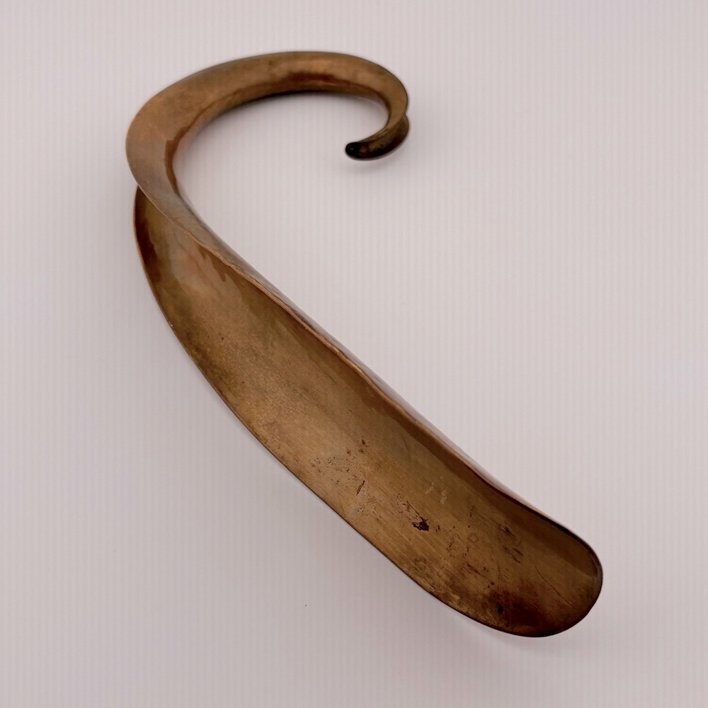19th Century Antique Solid Brass Rams Curl Shoehorn